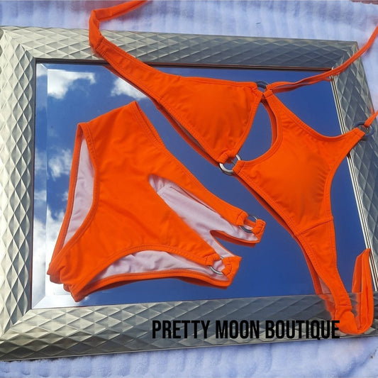 Neon Orange Highwaist Bikini