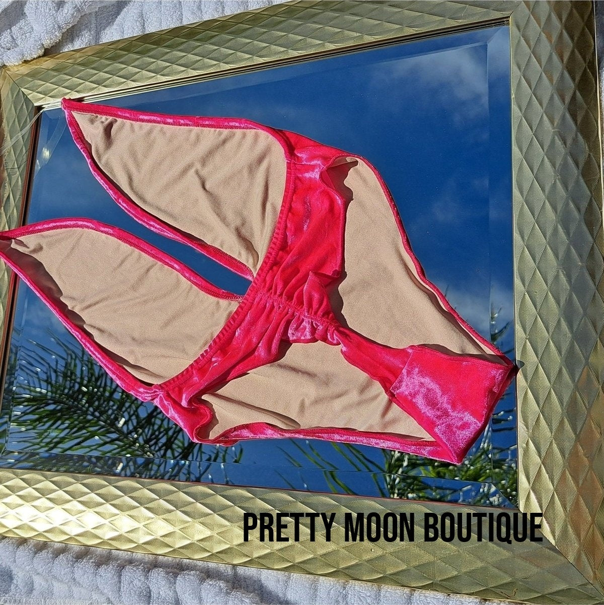 HOT PINK VELVET THONG 1 PC