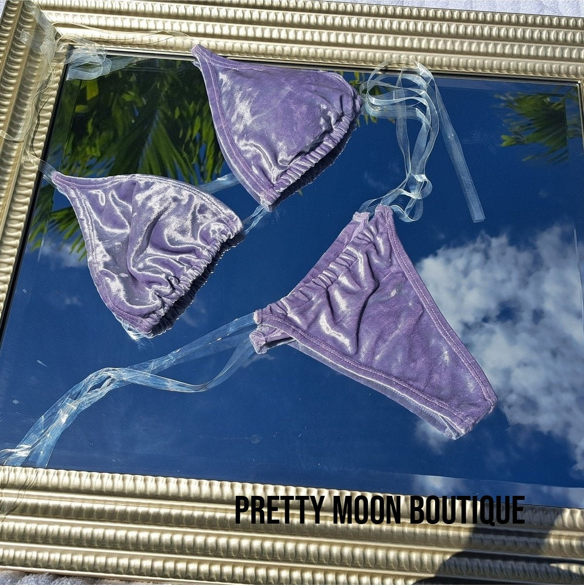 LILAC VELVET THONG 2PC