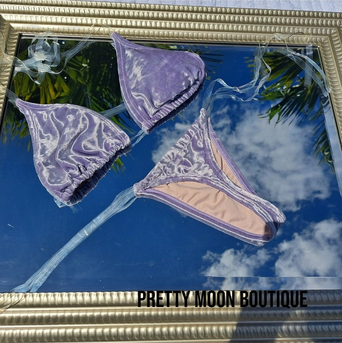 LILAC VELVET THONG 2PC