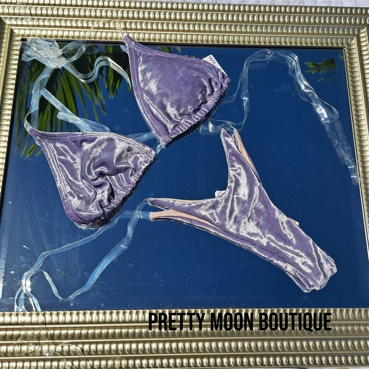 LILAC VELVET V THONG 2PC